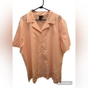 Hona To Be Pink Short Sleeve button top, 3X